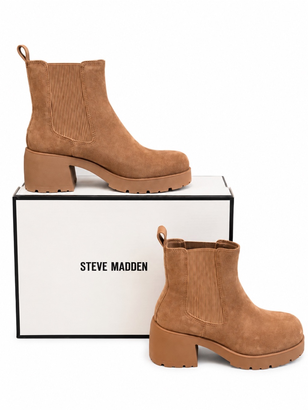 NWT Steve Madden Brontey Chelsea Boots Suede 8W New in Box